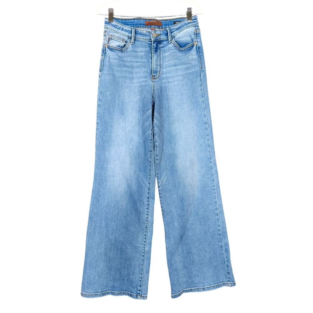 Judy Blue Wide Leg Jeans Light Wash High Rise Denim Size 9/29 X33 Faded
